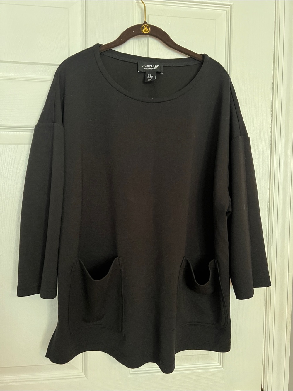 Jones & Co Black Oversized Pocket Top